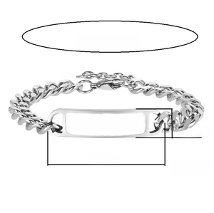 Tabella taglie dettagliata per bracciale a catena in acciaio con piastra da 45 mm