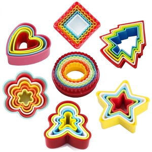 Colorful Plastic Cookie Cutters Nested Baking Molds For Biscuits Fondant Fruit Shapes Various Shape Kitchen Tools