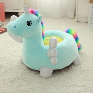 Canapé peluche licorne bleue pour enfants avec crinière arc-en-ciel pour chambre d'enfant