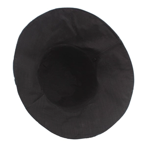 Minimalist wide brim black sun hat made of breathable cotton linen for outdoor protection