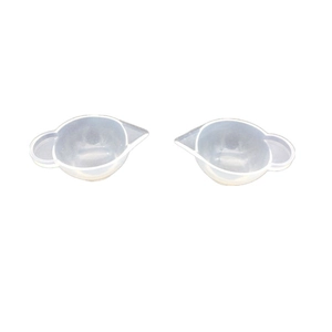 Set of two translucent silicone mixing cups with pouring spout and handle for DIY resin craft