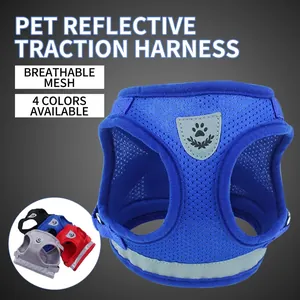 Reflective Dog Harness Breathable Mesh Vest Adjustable Soft Padded For Small Medium Dogs Cats Outdoor Walking Safety