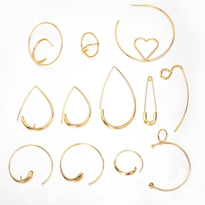 Gold Plated Copper Geometric Earring Findings DIY Jewelry Making Components Simple Minimalist Heart Hoop Teardrop Accessories