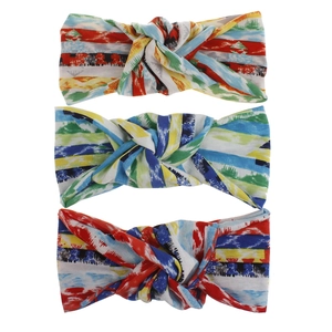 Bohemian knotted headbands for women with colorful ethnic prints in a 3-piece set