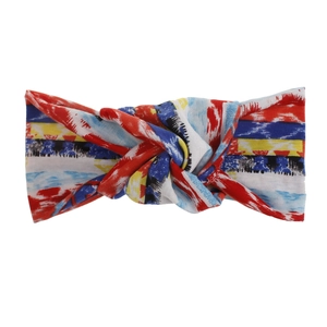 Bohemian style cross knot headband with colorful geometric print for women hair accessory