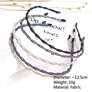 Set of glitter thin wave headbands in multiple colors with fabric wrap finish