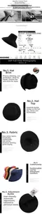 Détail du chapeau de soleil pliable avec corde à vent réglable et bordure métallique