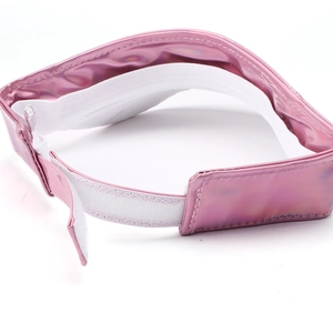 Pink holographic sun visor hat with adjustable velcro strap for summer street style