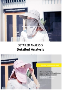 Dettaglio del set cappello parasole rimovibile con protezione traspirante per viso