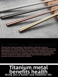 Close-up of durable 304 stainless steel chopsticks in multiple metallic finishes and colors