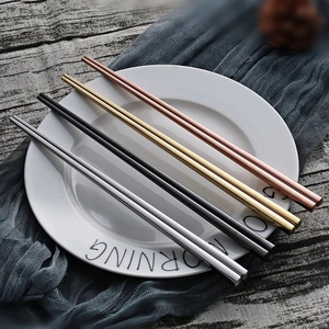 Set of four 304 stainless steel square chopsticks in silver, gold, rose gold and black