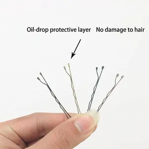 Set of wavy metal hair pins with drip oil protective tips in assorted metallic colors