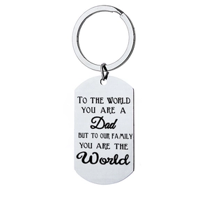 Stainless steel dad keychain featuring an engraved rectangle pendant for Father's Day