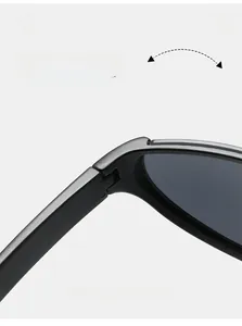 Close-up of durable metal hinge on black matte semi-rimless cat-eye cycling sunglasses