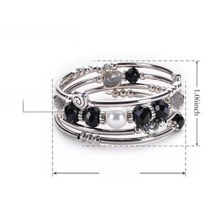 Bracelet bohème multicouche avec perles de cristal et charmes arbre de vie