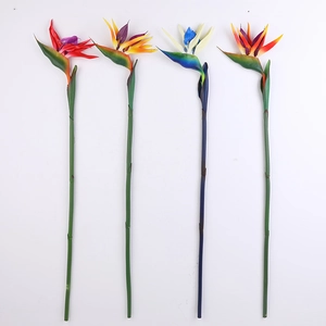 Artificial Bird of Paradise flowers in four colors for home decor and floral arrangements