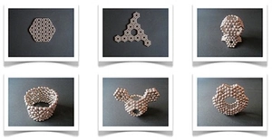 Various geometric shapes created with 5mm silver magnetic balls in a grid layout