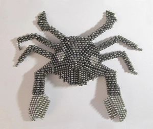Creative crab shape made of dark grey and silver 5mm magnetic building beads