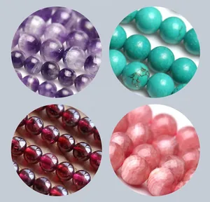Guide for natural stone spacer beads showing DIY lengths, 0.5mm tolerance and sizing details