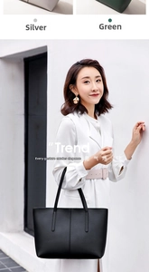 Detailed comparison of large tote bags in silver and green high-quality faux leather finish