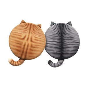Cute cartoon cat-shaped memory foam seat cushions in orange and grey tiger stripes