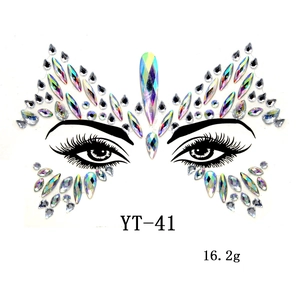 Detailed macro view of YT-41 AB crystal face jewels with artistic symmetrical pattern