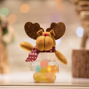 Weihnachts-Rentier-Bonbonglas mit Schneeflocken-Schal und durchsichtigem Behälter