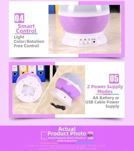 Starry sky projector lamp with dual power options via USB cable or AA batteries