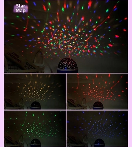 Star projector with multiple color modes showing starry sky and constellation patterns