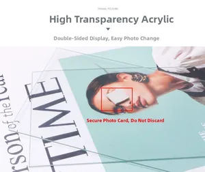 Close-up of high-transparency polished acrylic panels for double-sided photo frames