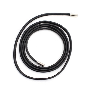Slim black waist cord with silver metal ends for dresses and minimalist styling