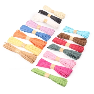 Set of 14 colorful raffia paper ribbons for DIY crafting and professional gift wrapping