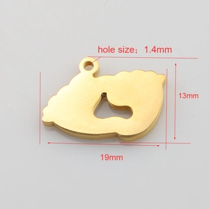 Stainless steel baby footprint pendant 13x19mm with mirror polished gold finish
