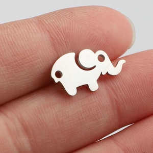 Polished stainless steel elephant pendant charm for DIY necklace jewelry making
