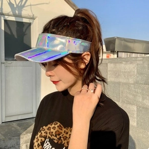 Minimalist holographic laser empty top sun hat for outdoor streetwear fashion