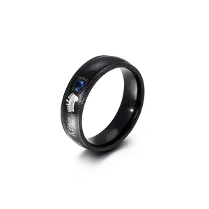 Crown Couple Ring Stainless Steel Zircon Inlaid King Queen Letters Fashion Jewelry Gift For Lovers