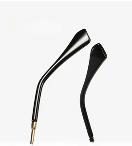 Detail of flexible black TR90 temple with elegant gold metal hinge and stylish finish
