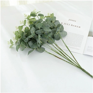 Artificial eucalyptus bouquet with dark green silk leaves for home decoration and props