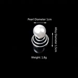 Elegant 1cm white faux pearl spiral hairpin with silver alloy base for bridal hairstyles