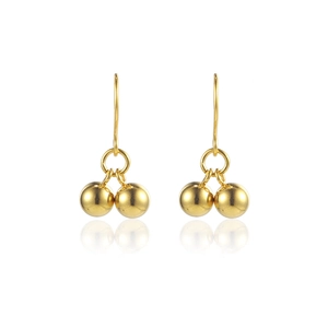 Minimalist Stainless Steel Round Bead Dangle Earrings For Women Gold Silver Electroplated High Polish Ball Ear Hooks Jewelry