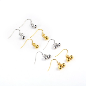 Minimalist 18K gold and silver ball drop earrings with hook in stainless steel style