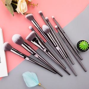 10pcs professional makeup brush set with tapered handles and soft gradient synthetic bristles
