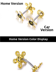 Detail of golden suction cup phone holder with flexible metal hose and dual-purpose base