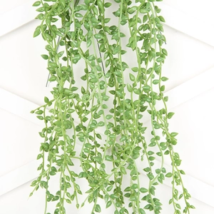 Artificial hanging succulent plant string of pearls with green trailing vines for wall decor