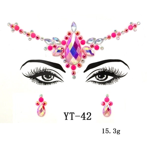 Face jewel stickers in pink and iridescent white for forehead and eye art decoration
