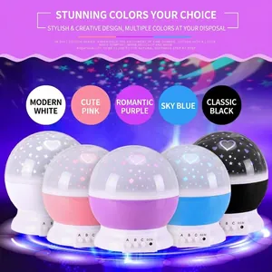 Starry sky projector night light in five colors with rotating sphere and LED ambiance