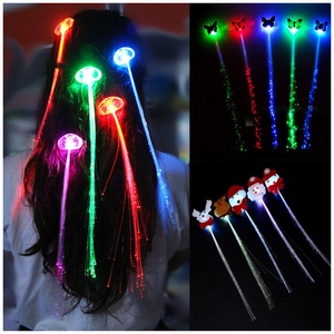 LED Glowing Hair Braid Fiber Optic Hair Clip Colorful Flashing Butterfly Christmas Snowman Elk Party Decor Kids Toy