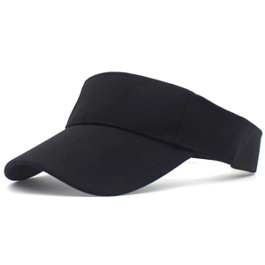 Side view detail of a classic black sun visor for sports and outdoor use