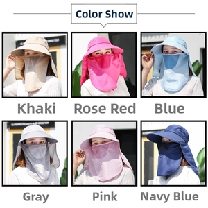 Collage di cappelli da sole multifunzionali con maschera rimovibile in sei colori diversi