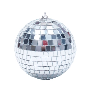 Silver mirror disco ball with hanging loop for Christmas decor and party ornaments